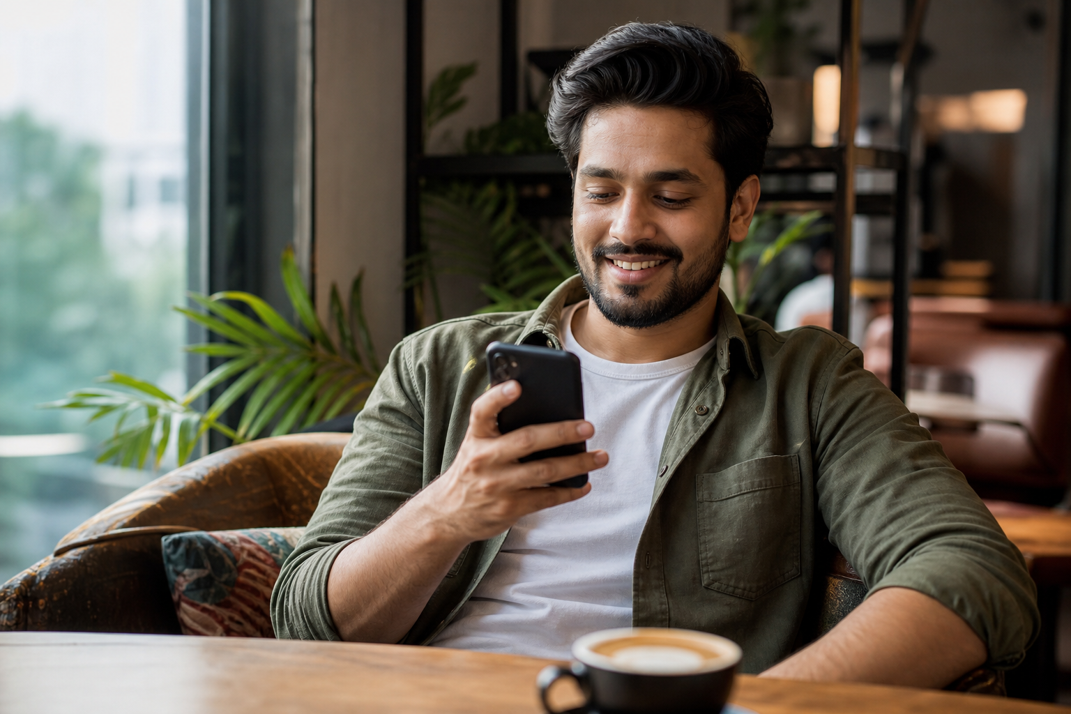 Indian member choosing a chat plan on phone