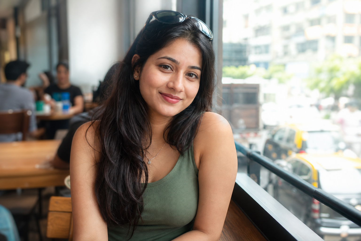 Verified Indian companion profile at a café
